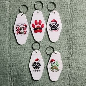 Bundle 2/$12 Festive Santa Paws Themed Motel Keychains